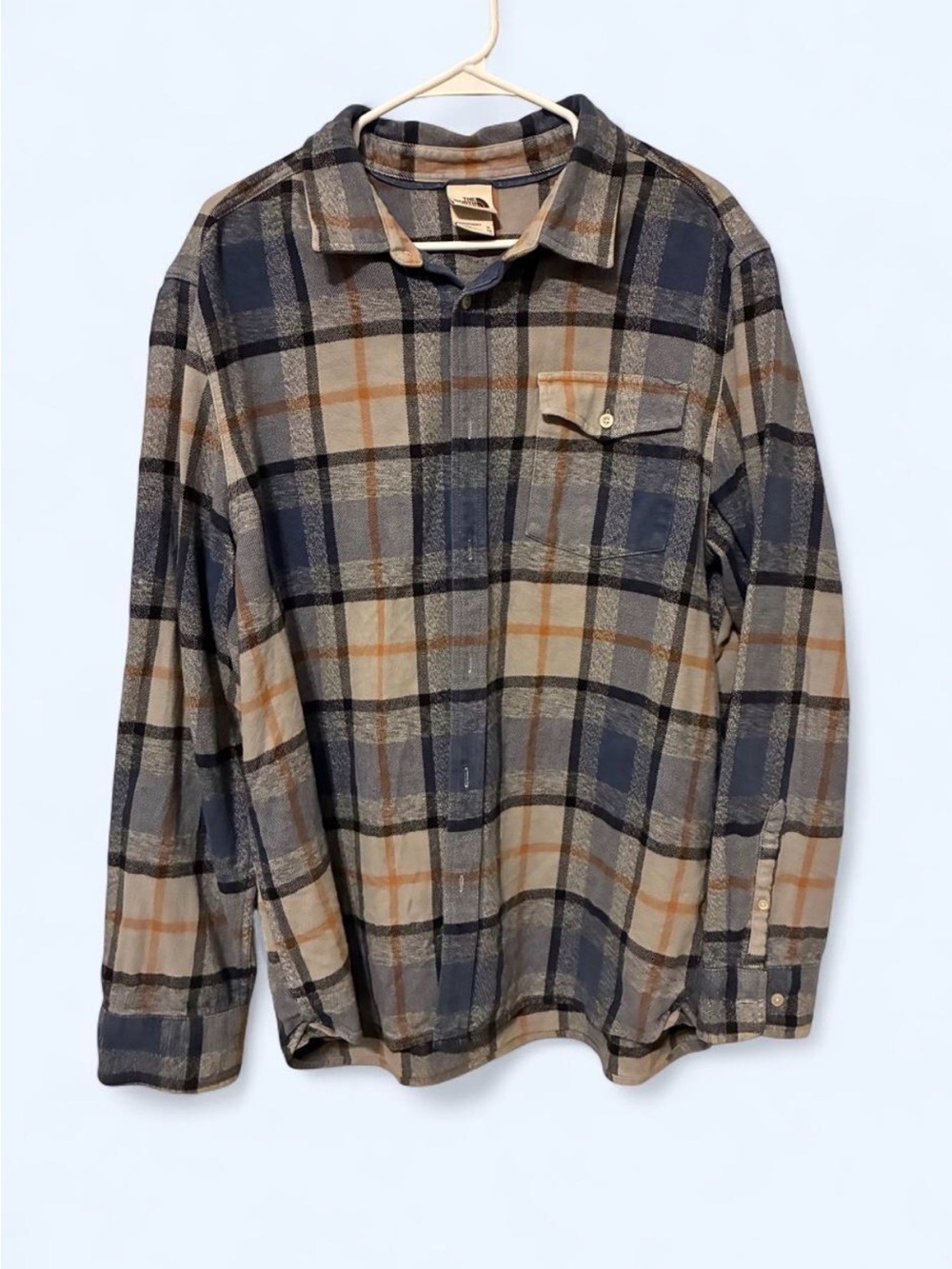 The North Face Blue & Tan Plaid Heavy Flannel Shirt